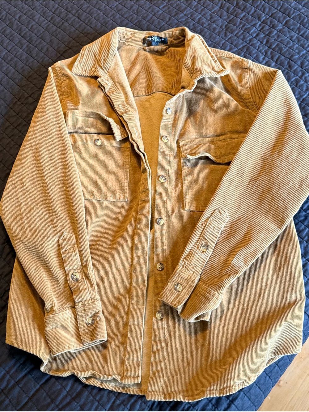 Velvet Heart Corduroy Button-Up Shirt Jacket Brown/Tan